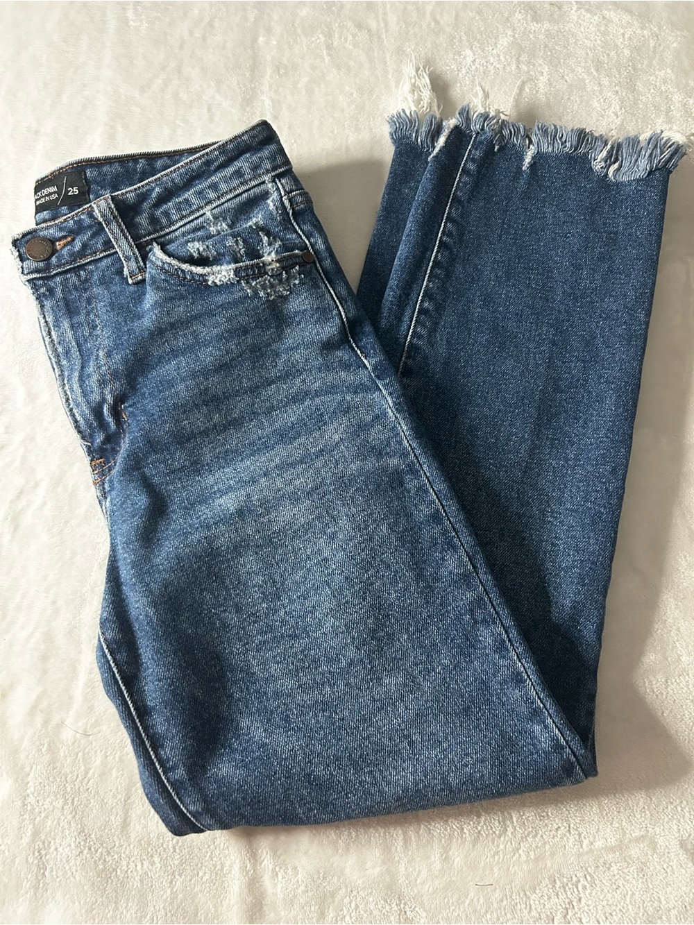 Just Black Denim High-Rise Frayed Hem Ankle Jeans Made In USA Women’s Size 25-2